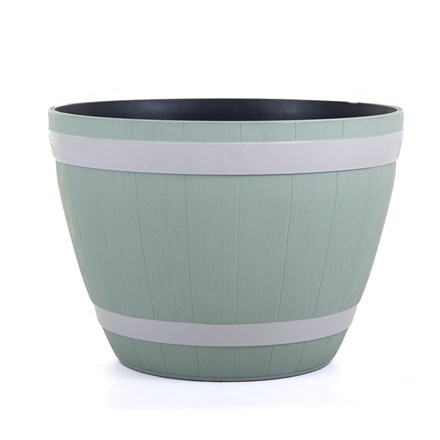 Pair of Barrel Plastic Planters | Sage Green