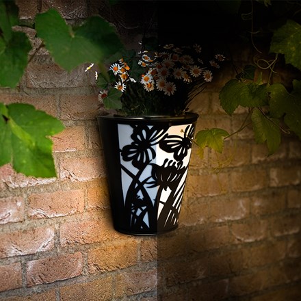 Pair Of Solar Wall Pot Lights | Butterfly Design | H20cms x W22cms