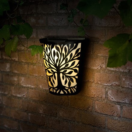 Pair Of Solar Wall Pot Lights | Tree Of Life Design | H20cms x W22cms