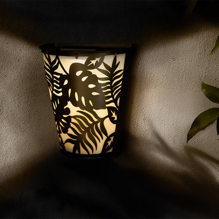 Pair Of Solar Wall Pot Lights | Palm Leaves Design | H20cms x W22cms