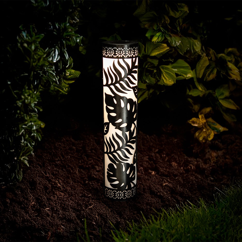 Pair Of Solar Stake Lights | Palm Leaves Design | H90cms x W52cms