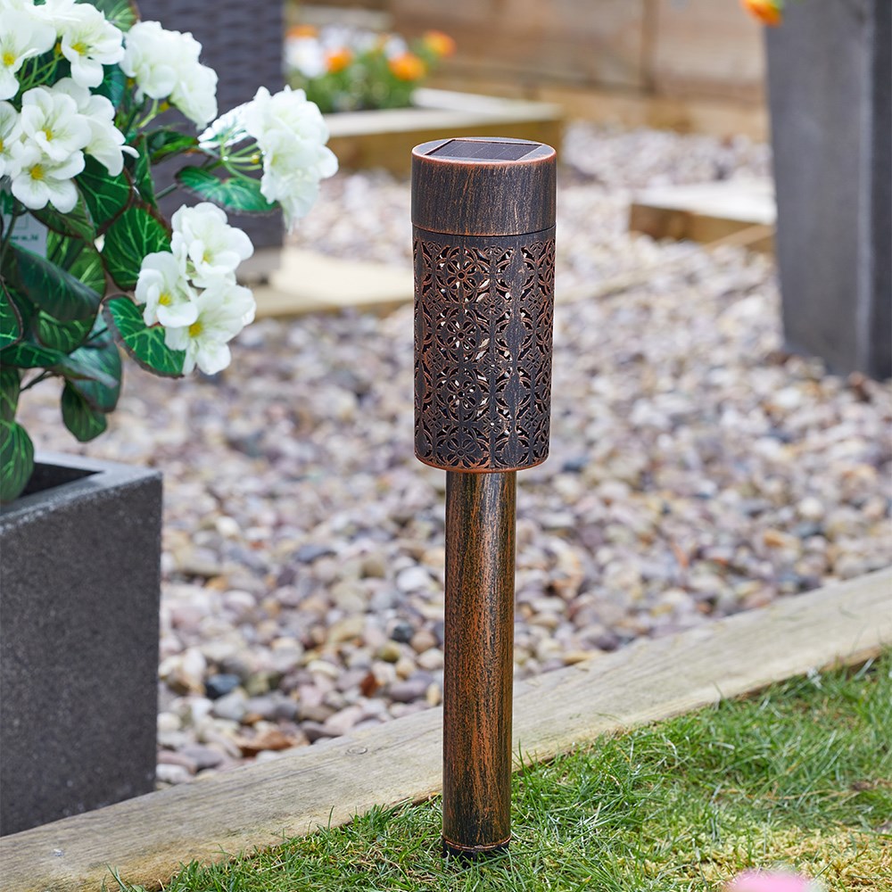 Pack of 4 Bronze Glow Stake Solar Lights by Smart Garden
