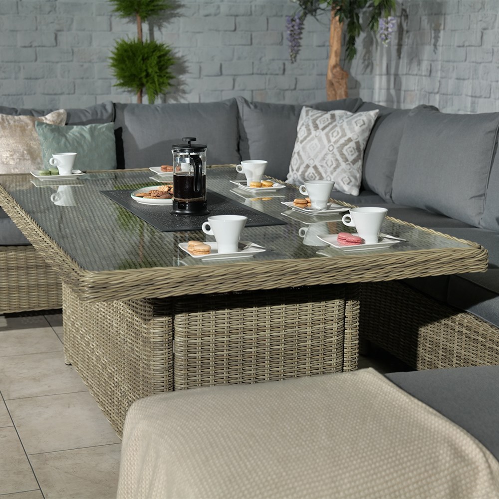 Wentworth Garden Deluxe Modular Corner Dining Set | 8 Seater | Synthetic Rattan