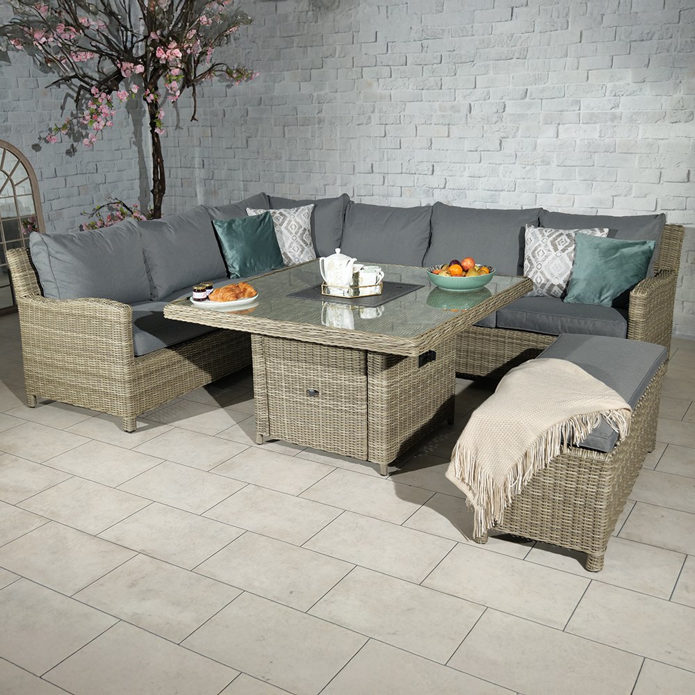 Wentworth Garden Deluxe Modular Corner Dining Set | 8 Seater | Synthetic Rattan