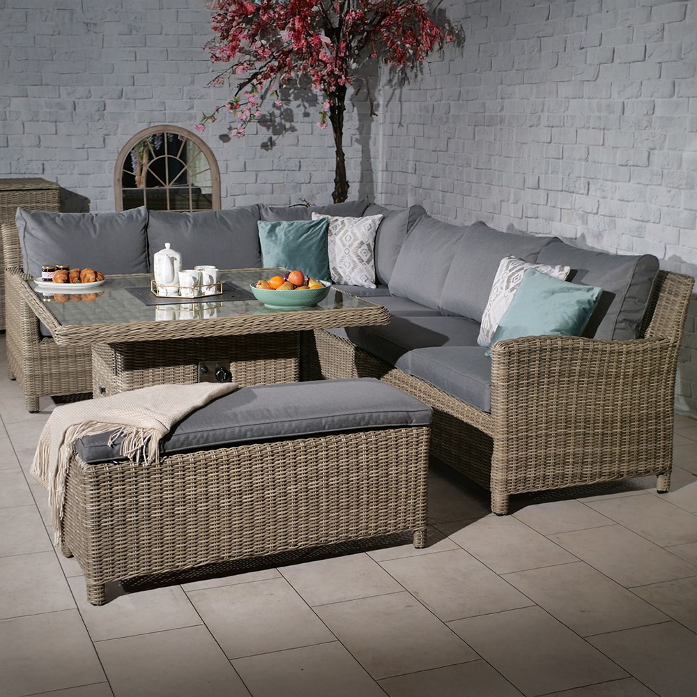 Wentworth Garden Deluxe Modular Corner Dining Set | 8 Seater | Synthetic Rattan