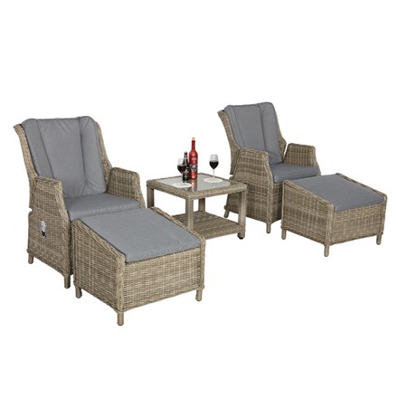 Wentworth Garden Deluxe Gas Reclining Chair Set | 4 Seater | Synthetic Rattan