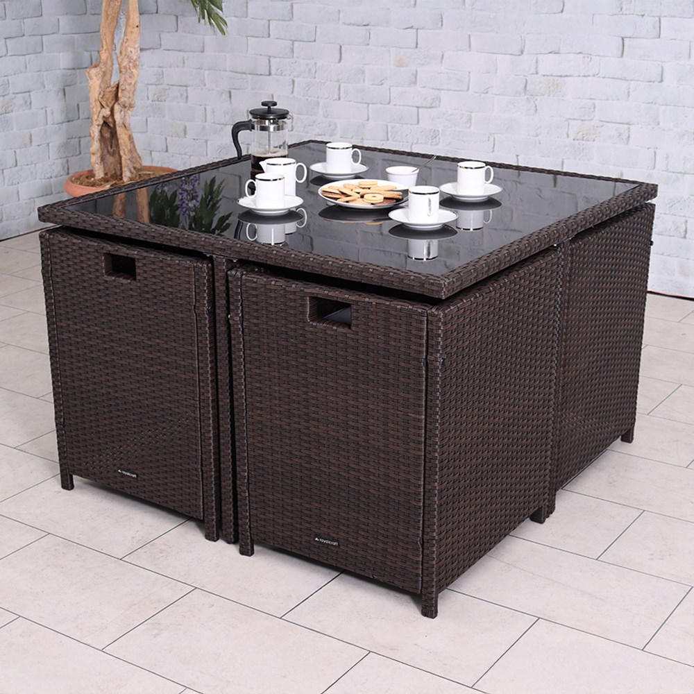 Nevada Garden Brown Cube Set | 4 Seater | Synthetic Rattan