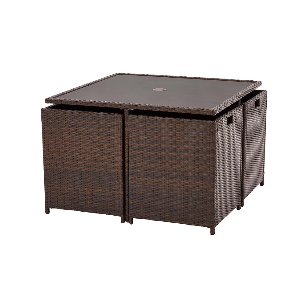 Nevada Garden Brown Cube Set | 4 Seater | Synthetic Rattan