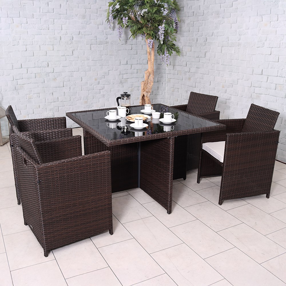 Nevada Garden Brown Cube Set | 4 Seater | Synthetic Rattan