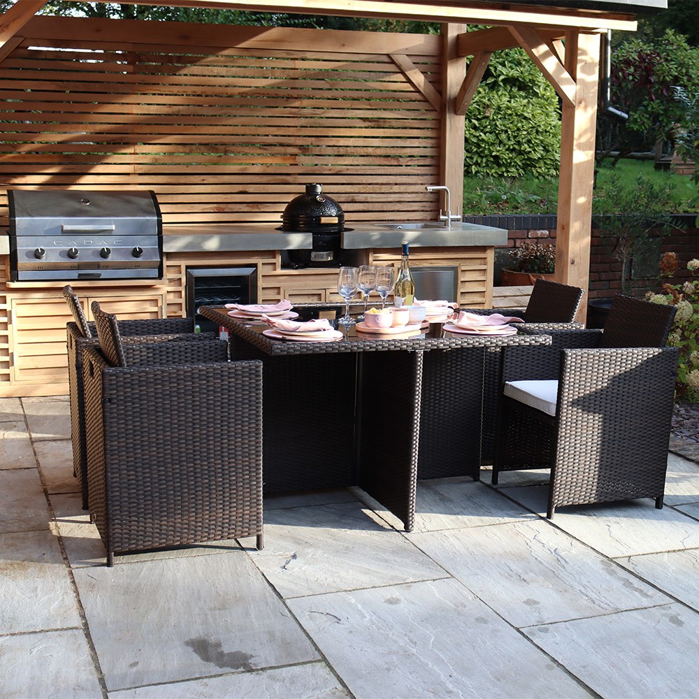 Nevada Garden Brown Cube Set | 4 Seater | Synthetic Rattan