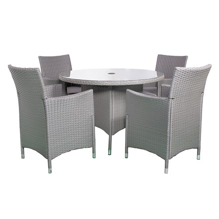 Nevada Grey Garden Round Dining Set | 4 Seater | Synthetic Rattan