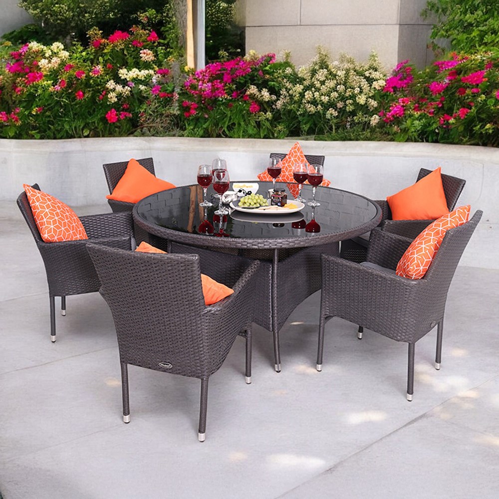 Malaga Garden Stacking Dining Set | 6 Seater | Synthetic Rattan