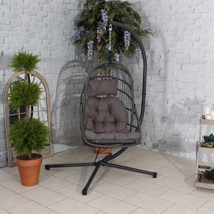 Egotistic Grey Garden Pod Chair | Steel & Synthetic Rattan