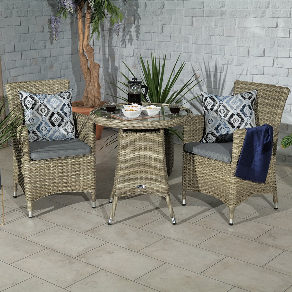 Wentworth Garden Round Carver Bistro Set | 2 Seater | Synthetic Rattan