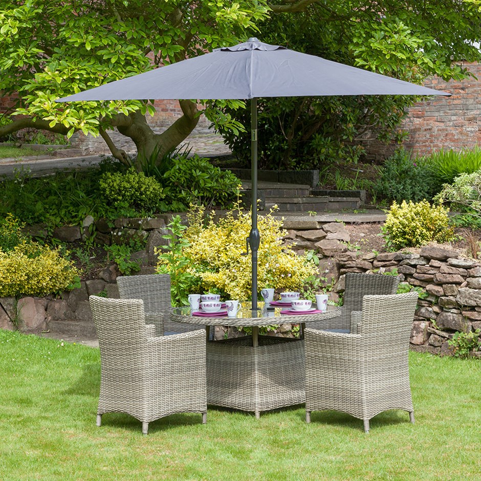 Wentworth Garden Round Carver Bistro Set | 4 Seater | Synthetic Rattan