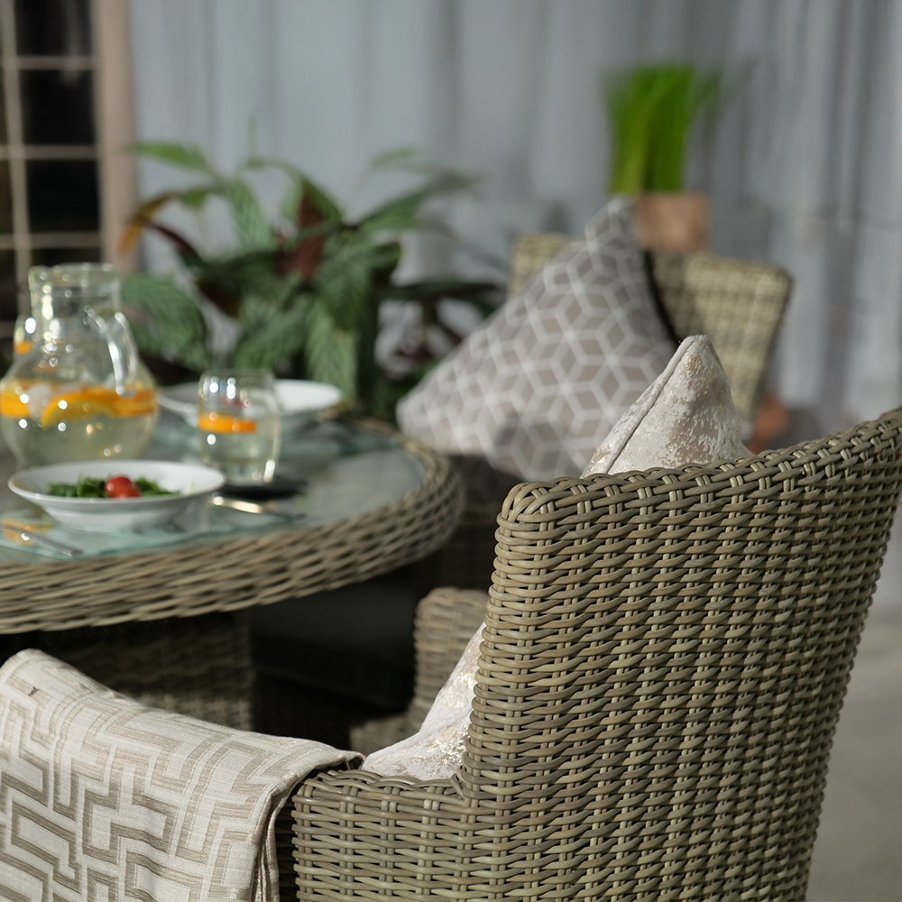 Wentworth Garden Round Carver Bistro Set | 4 Seater | Synthetic Rattan