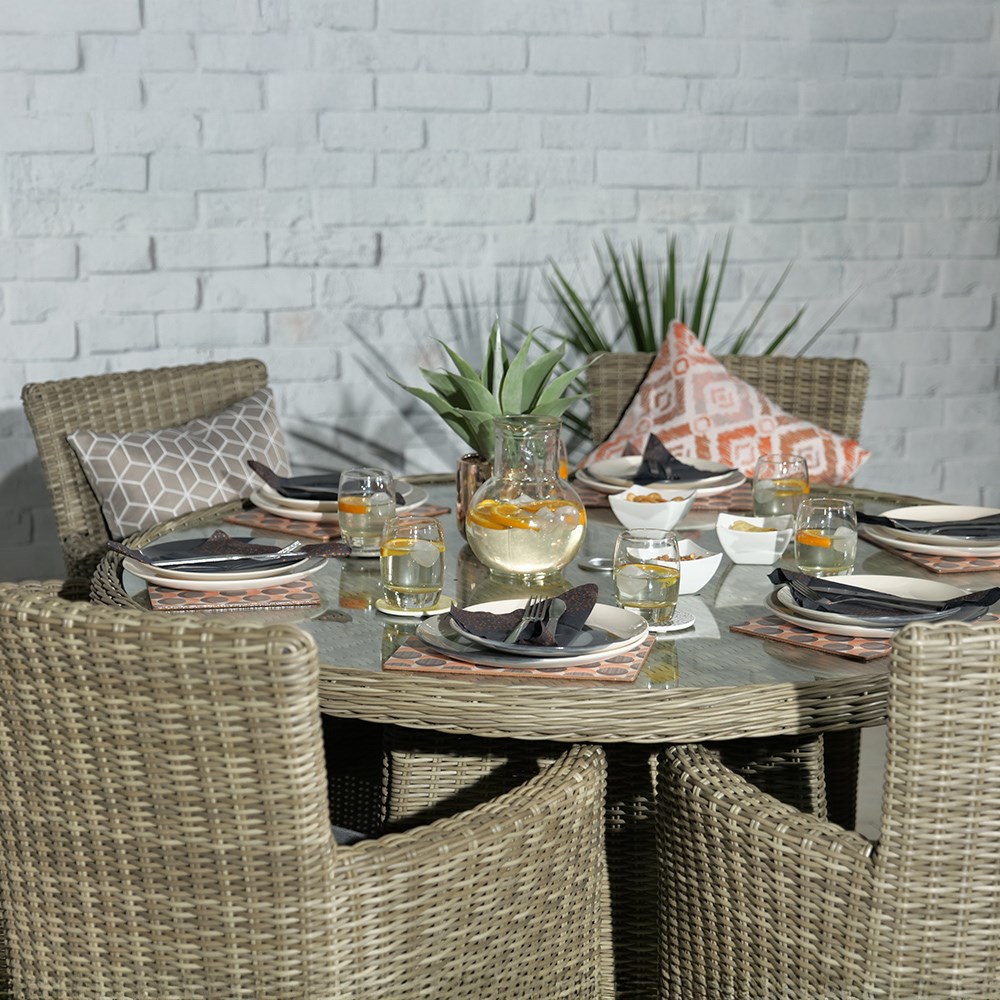 Wentworth Garden Round Carver Bistro Set | 6 Seater | Synthetic Rattan
