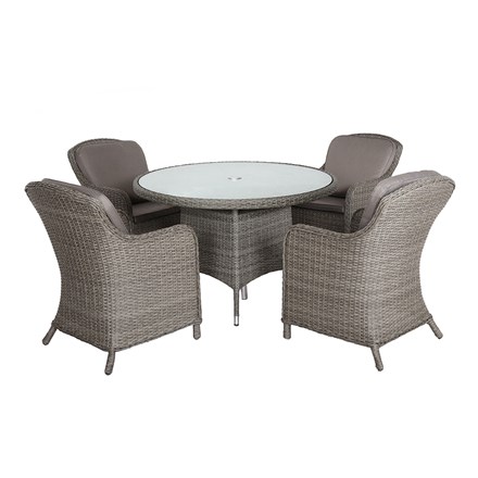 Paris Garden Round Table & Chairs | 4 Seater | Synthetic Rattan