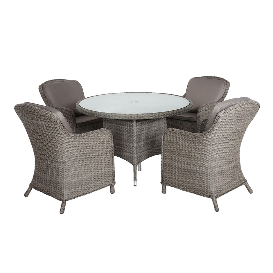 Paris Garden Round Table & Chairs | 4 Seater | Synthetic Rattan