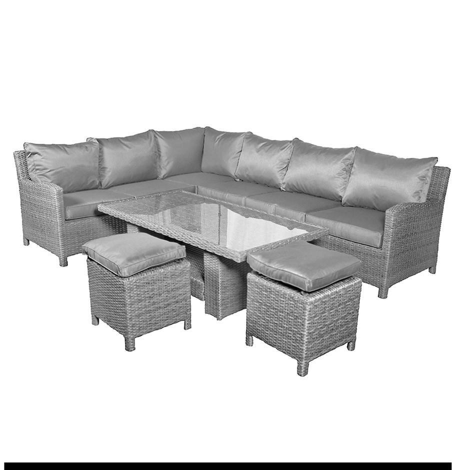 Paris Garden Deluxe Modular Corner Dining Set | 7 Seater | Synthetic Rattan