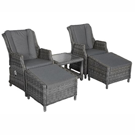 Paris Garden High Back Recliner Comfort Set |  2 Seater | Synthetic Rattan