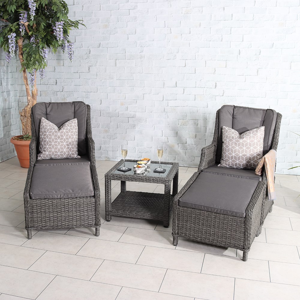 Paris Garden High Back Recliner Comfort Set |  2 Seater | Synthetic Rattan
