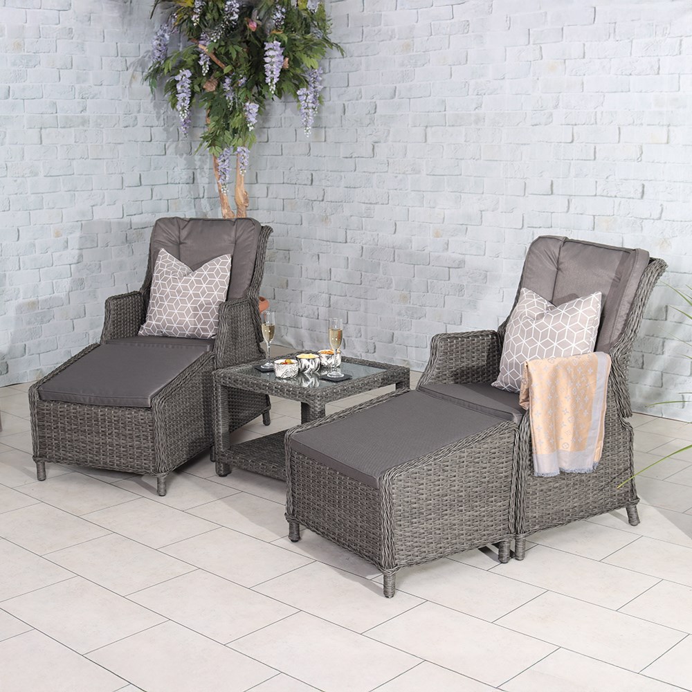 Paris Garden High Back Recliner Comfort Set |  2 Seater | Synthetic Rattan