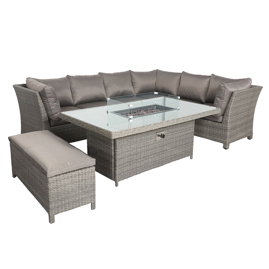 Paris Garden Modular Corner Dining Set | 7 Seater | Synthetic Rattan