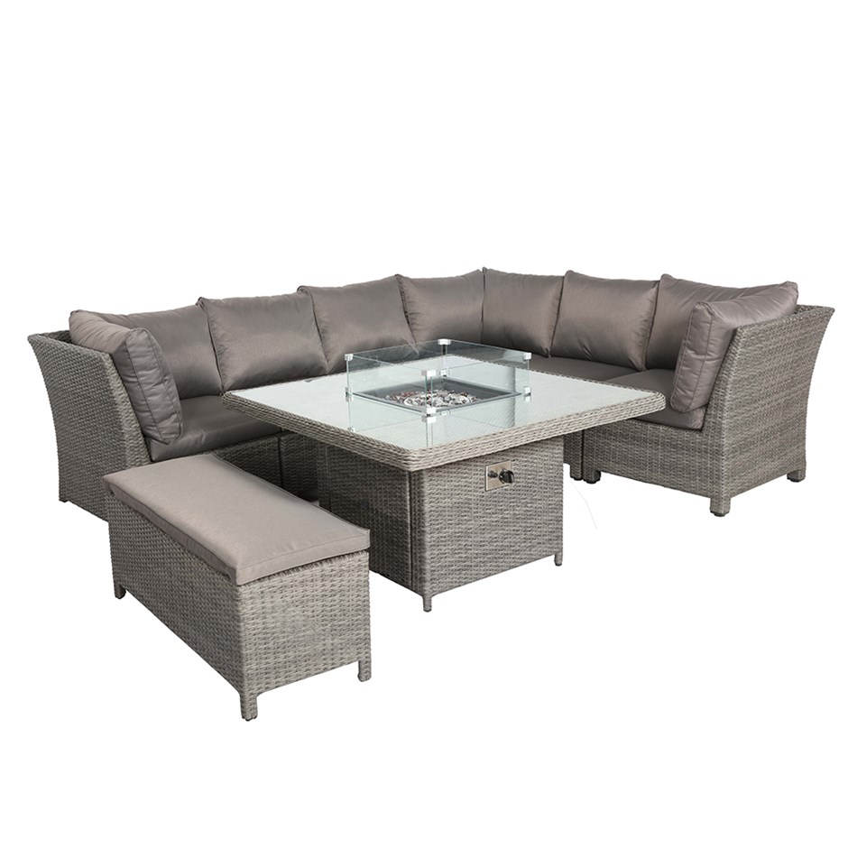 Paris Garden Modular Corner Dining Set | 7 Seater | Synthetic Rattan
