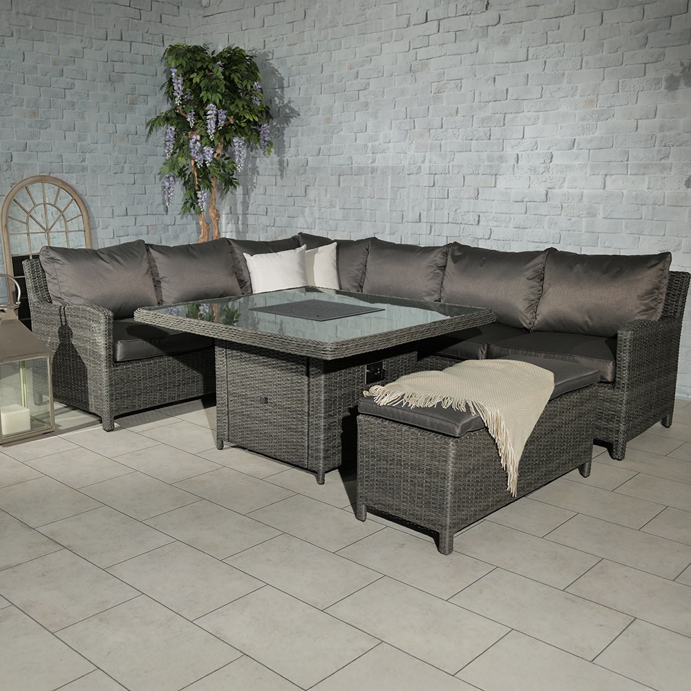 Paris Garden Modular Corner Dining Set | 7 Seater | Synthetic Rattan