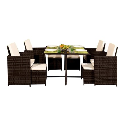 Cannes Brown Garden Cube Set | 8 Seater | Synthetic Rattan