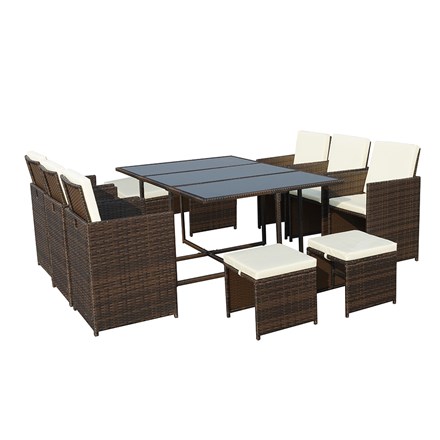 Cannes Brown Garden Cube Set | 10 Seater | Synthetic Rattan