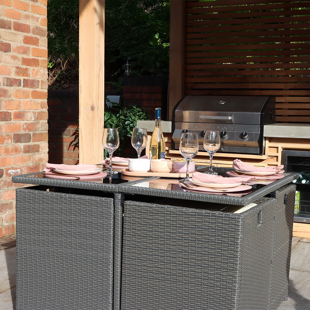 Cannes Grey Garden Cube Set | 8 Seater | Synthetic Rattan