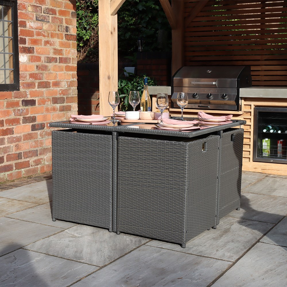 Cannes Grey Garden Cube Set | 8 Seater | Synthetic Rattan