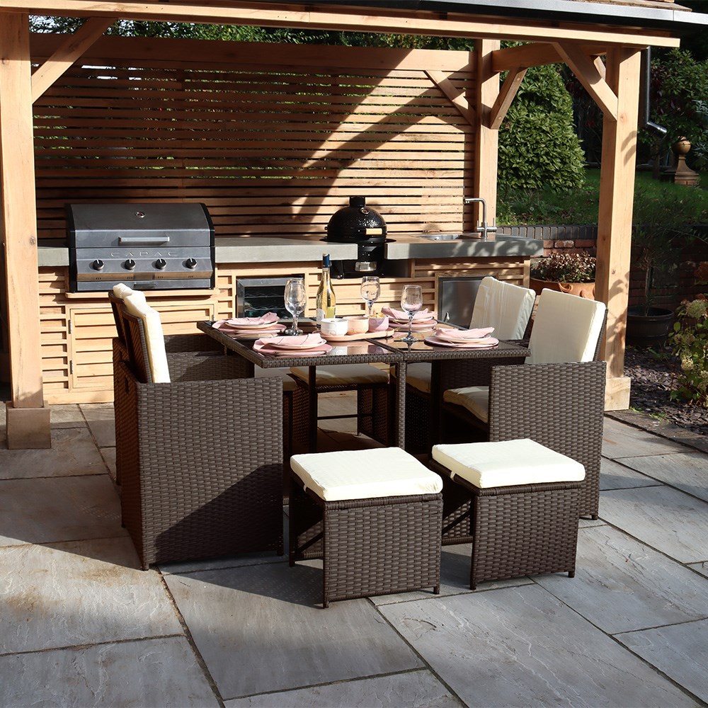 Cannes Grey Garden Cube Set | 8 Seater | Synthetic Rattan