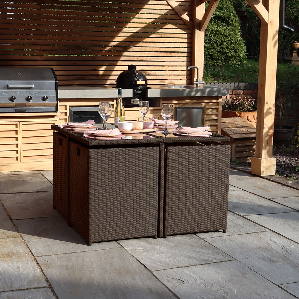 Cannes Grey Garden Cube Set | 8 Seater | Synthetic Rattan