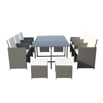 Cannes Grey Garden Cube Set | 10 Seater | Synthetic Rattan