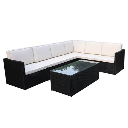 Berlin Black Garden Corner Lounge Set | 6 Seater | Synthetic Rattan