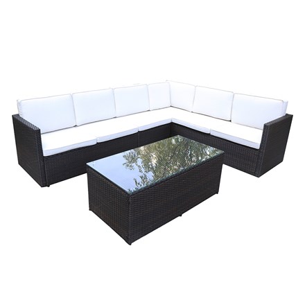Berlin Brown Garden Corner Lounge Set | 6 Seater | Synthetic Rattan