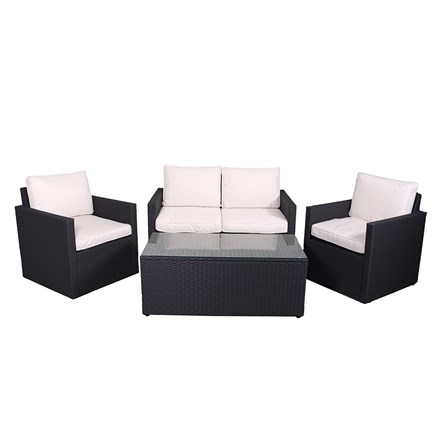 Berlin Black Garden Sofa Set | 4 Seater | Synthetic Rattan