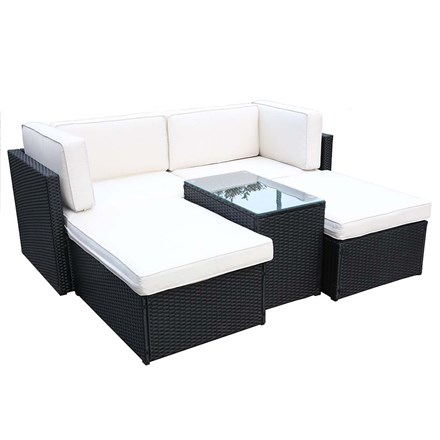 Berlin Black Garden Relaxer Set | 2 Seater | Synthetic Rattan