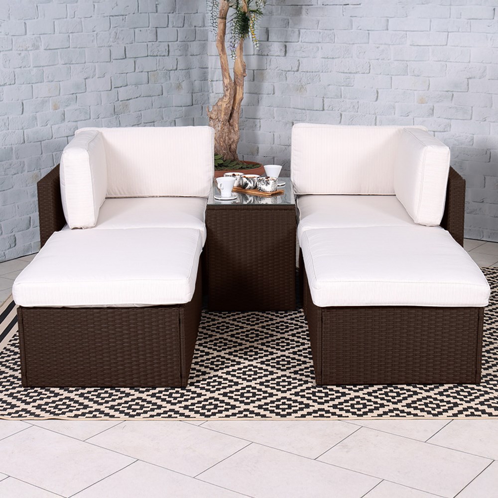 Berlin Brown Garden Relaxer Set | 4 Seater | Synthetic Rattan