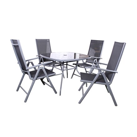 Rio Garden Set With Recliner Armchairs & Parasol | 4 Seater | Textylene