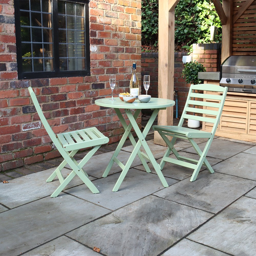 Porto Green Garden Folding Bistro Set | 2 Seater | Acacia