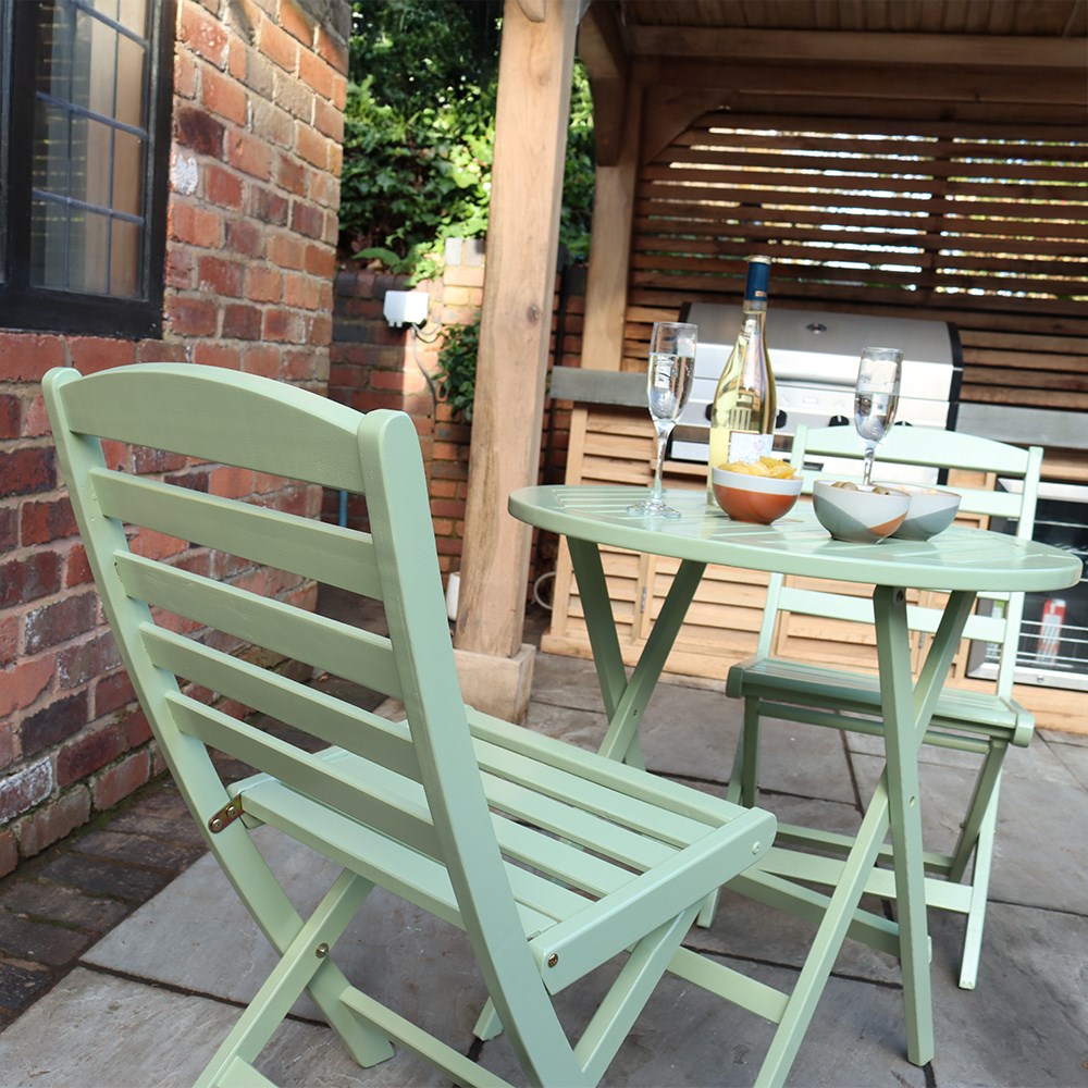 Porto Green Garden Folding Bistro Set | 2 Seater | Acacia