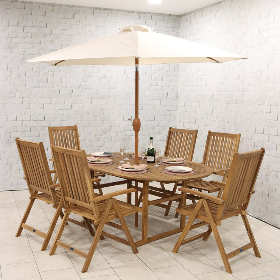 Turnbury Manhattan Garden Extending Dining Set | 6 Seater | Acacia 