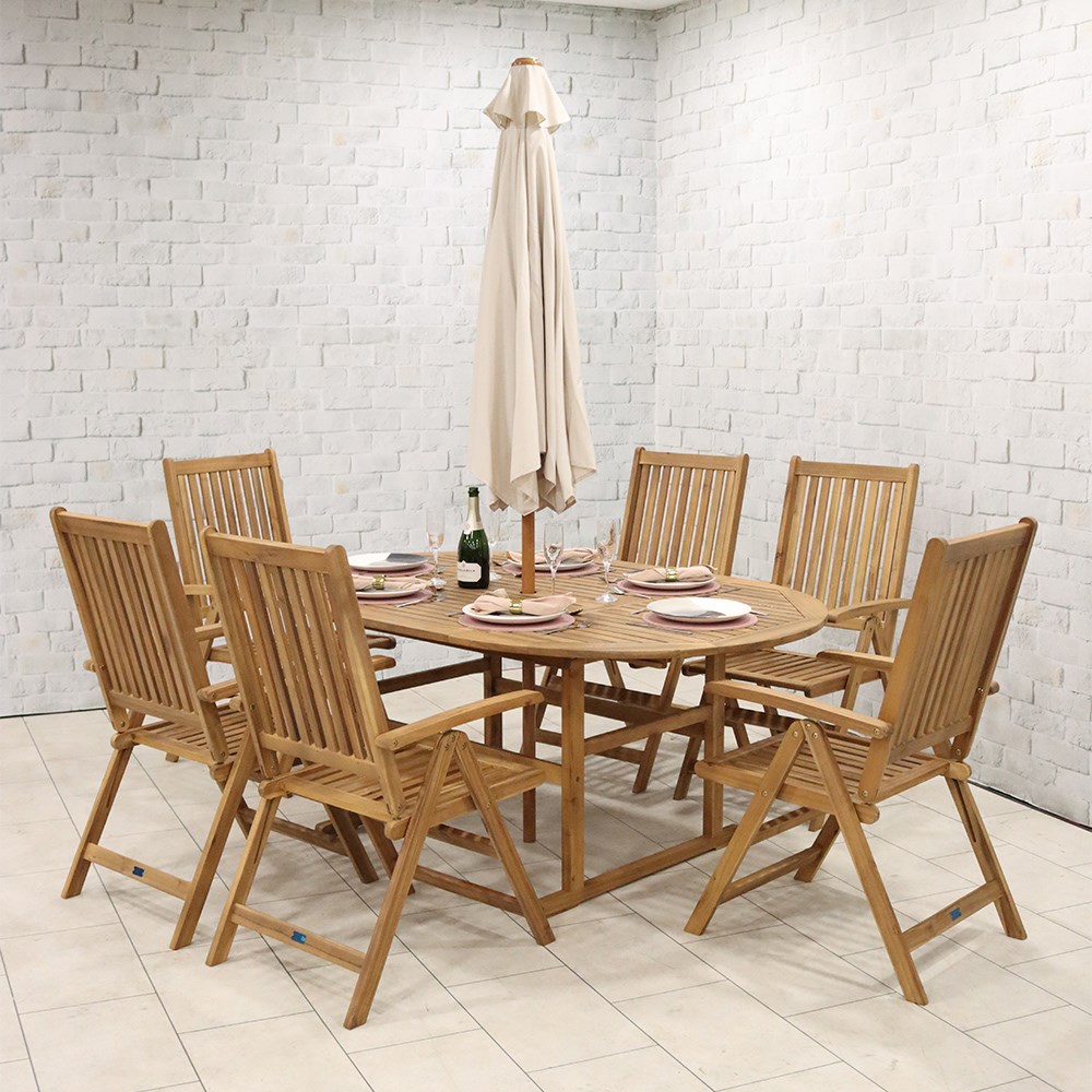 Turnbury Manhattan Garden Extending Dining Set | 6 Seater | Acacia 