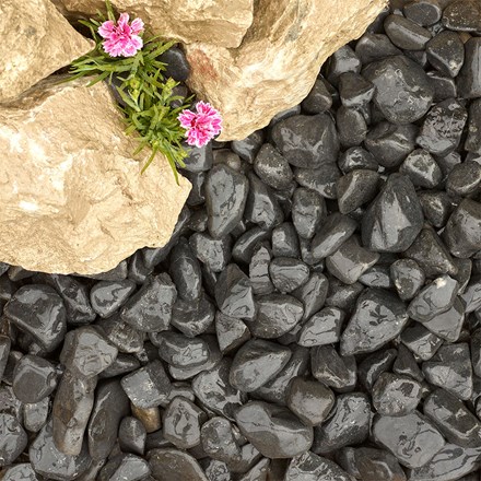 Onyx Black Cobbles 40-60mm Dark Grey/Black Decorative Stone