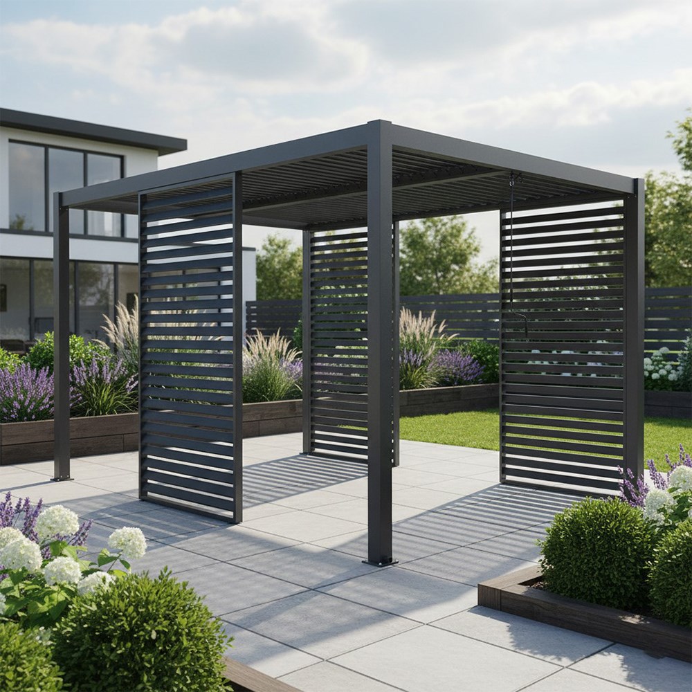 Charcoal Pergola Fixed Louvre Wall Panel