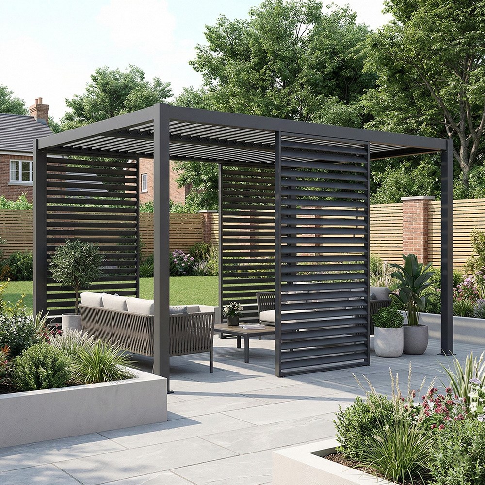 Charcoal Pergola Fixed Louvre Wall Panel